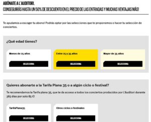 Aspecto parcial del árbol de decisión del sitio web de l'Auditori