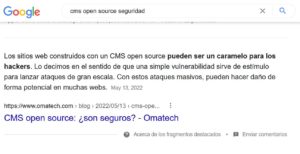 Ejemplo de fragmento destacado en los resultados de Google