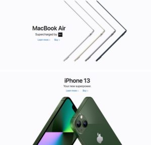 Captura de la home page de Apple